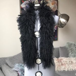 Black Mongolian Fur Scarf